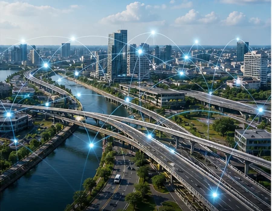 Visual ekosistem pembangunan dan jaringan infrastruktur